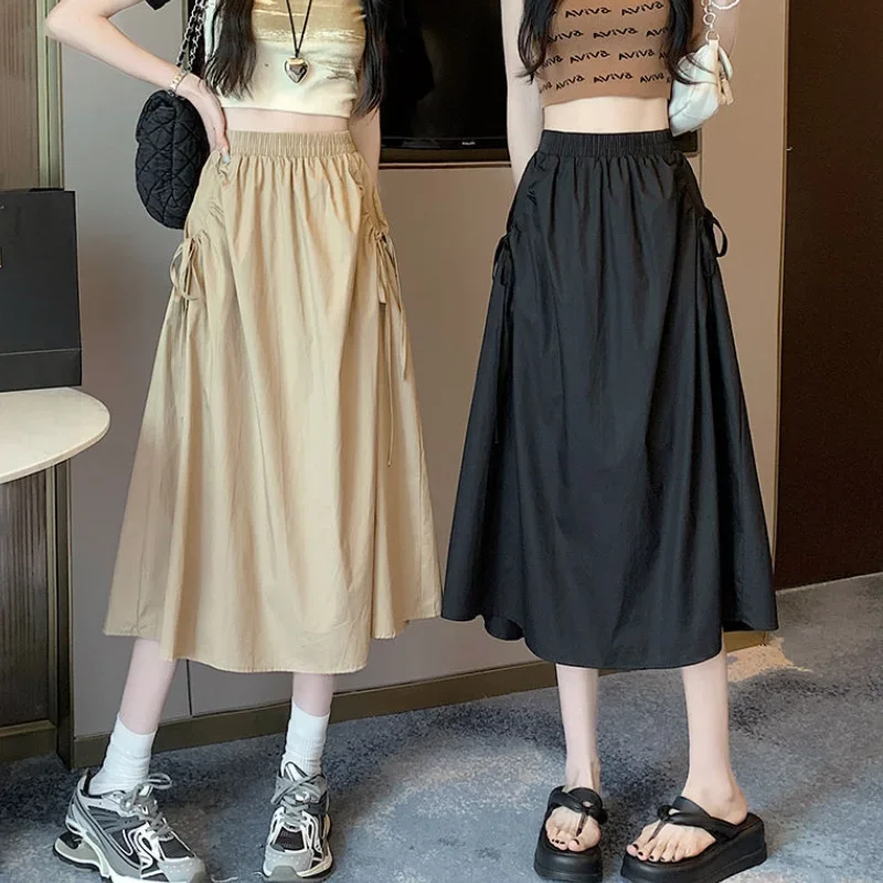 With Strings Skirts for Women Cargo Woman Skirt Midi Summer