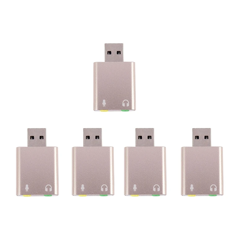 

5X USB Sound Card 7.1 External USB To Jack 3.5Mm Headphone Adapter Stereo Audio Mic Sound Card For Pc Computer Laptop