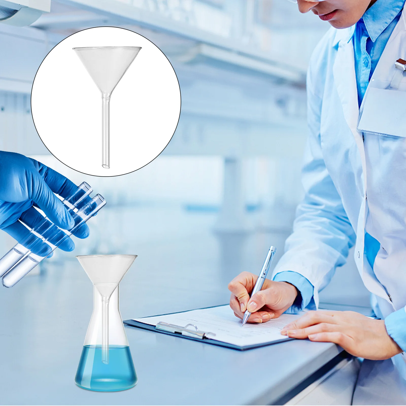 

4pcs Glass Funnel Short Stem for Filling Funnels Powder Funnel Filter Organic Analytical Chemistry Glassware 40mm 50mm 75mm