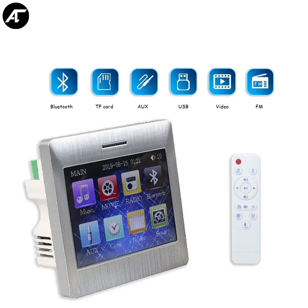 

Настенный усилитель Bluetooth Mini 3,5 дюймов звуковая система для умного домашнего кинотеатра 2*15 Вт Amp сенсорный экран музыкальная панель Поддержка TF/USB/AUX