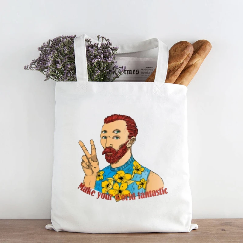 

Women Fashion Van Gogh Graphic Shopping Bag Women Tote Canvas Environmental Protection Large Capacity Shopping Bag Bolso Mujer