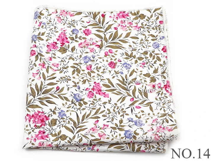 Neue schöne Blumen druck Hankerchief Baumwolle rosa blau lila Taschen tücher für Männer Hochzeits feier täglich tragen Accessoires Geschenk – Detail 15