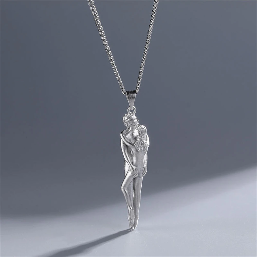 thumbnail image 1 of Individuality Stranger Things Hug Pendants Necklace For Couples Items For Lovers Stainless Steel Jewelry Necklaces Women Gift, 1 of 5