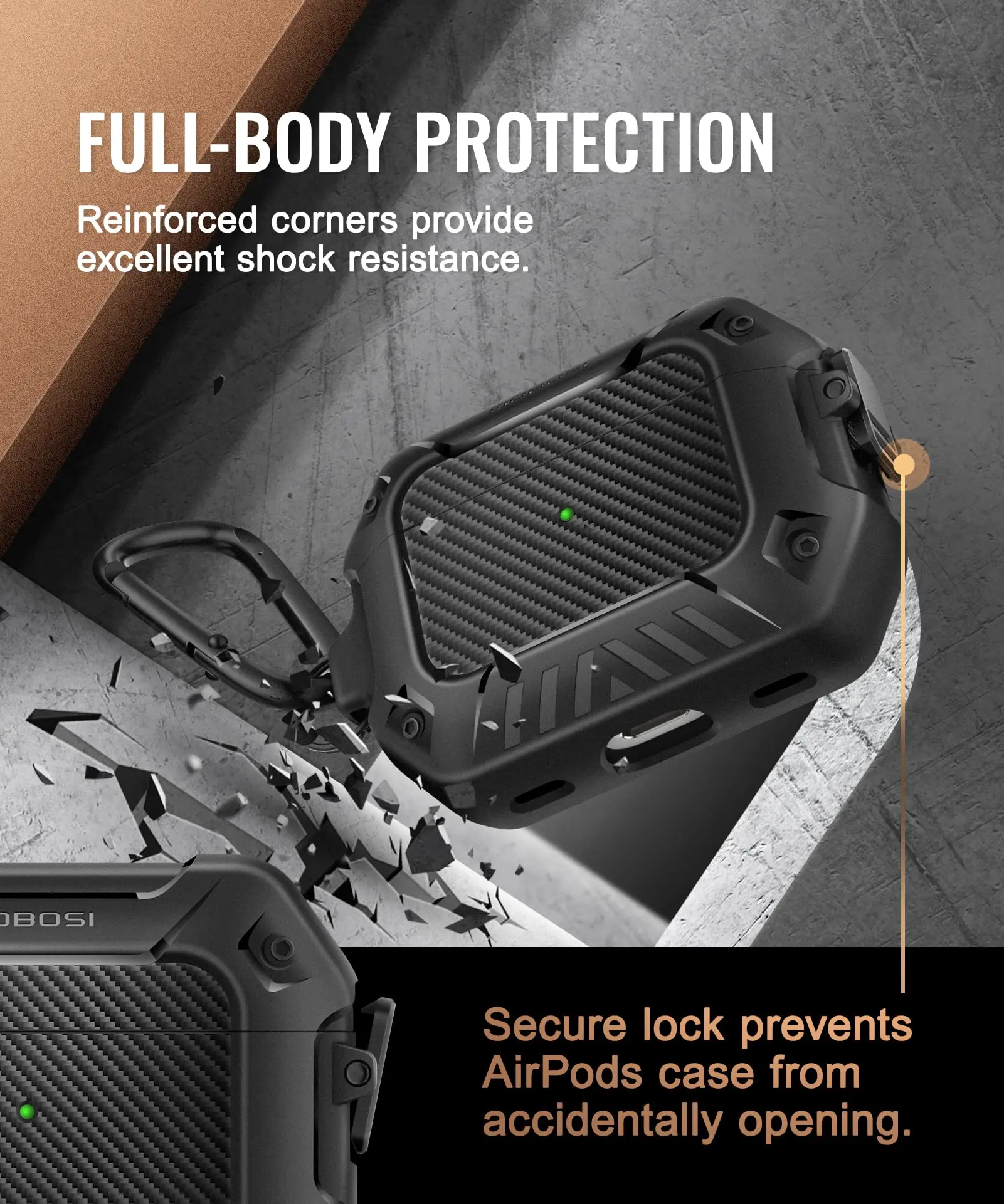 MOBOSI Shockproof Protective Case with Lock, Keychain & Cleaner Kit