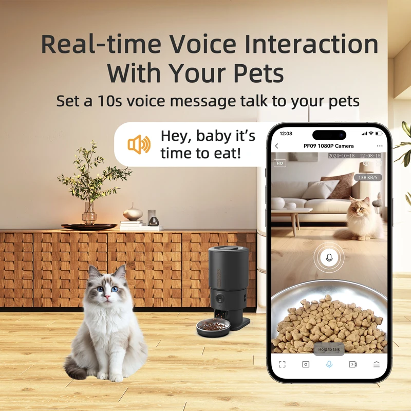 Furpipi 5L Smart Automatic Cat Feeders with 1080P HD Camera 5G WiFi Pet Feeder Tuya APP Control Automatic Cat Dog Food Dispenser