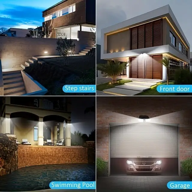 Solar Motion Sensor Lights Outdoor - 4 LED Security Light with 3 Modes, 18650 Battery for Garden/Wall 3