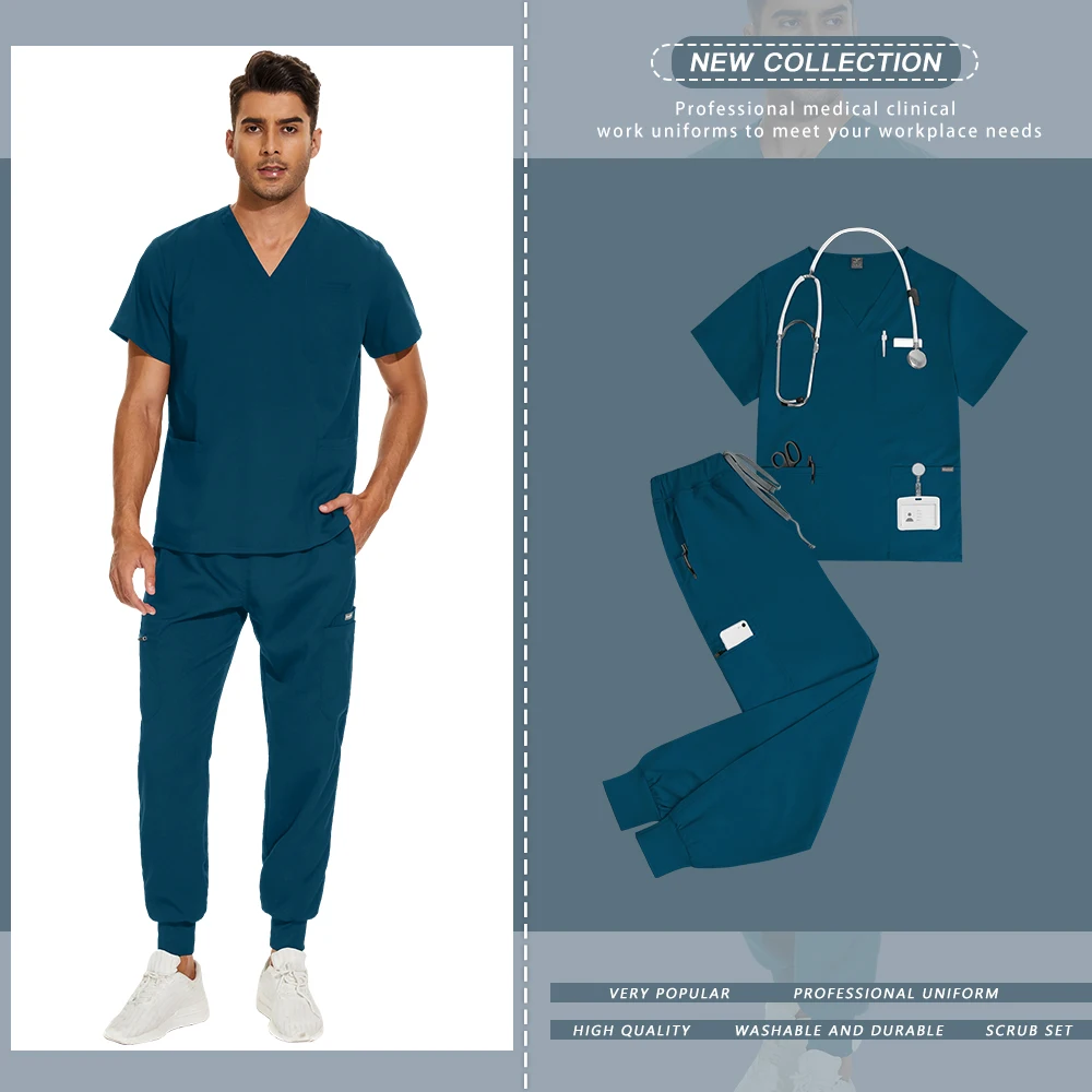 Nurse Uniforms Woman V-neck Top Jogger Pants Hospital Dentist Scrubs Set Surgical Workwear Dentistry Nursing Suit Doctor Outfit