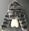 Autumn Furry Cropped Faux Fur Coats Jackets Women Fluffy Top Coat Hooded Straight Short Winter Fur Jacket Fashion Streetwear New 1