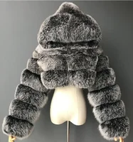 Autumn Furry Cropped Faux Fur Coats Jackets Women Fluffy Top Coat Hooded Straight Short Winter Fur Jacket Fashion Streetwear New 1