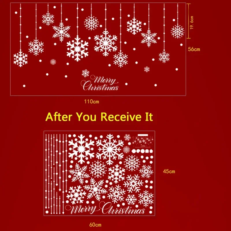 Wall Stickers White Snow Christmas Vinyl Wall Sticker DIY New Year Party Wall Art Decal Snowflake Wallpaper Showcase Window Sticker Home Decor
