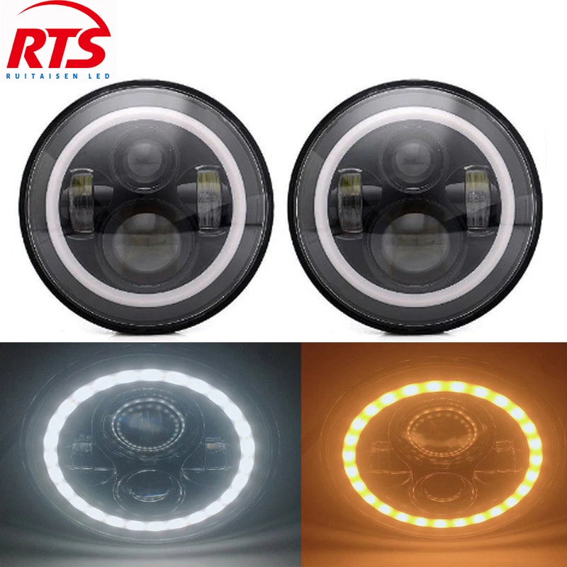 

Car 7inch Running Headlight Car Round Led Light Accessories Angel Eyes H4 Truck Spotlight For Lada Niva 4X4 Uaz Hunter Hummer