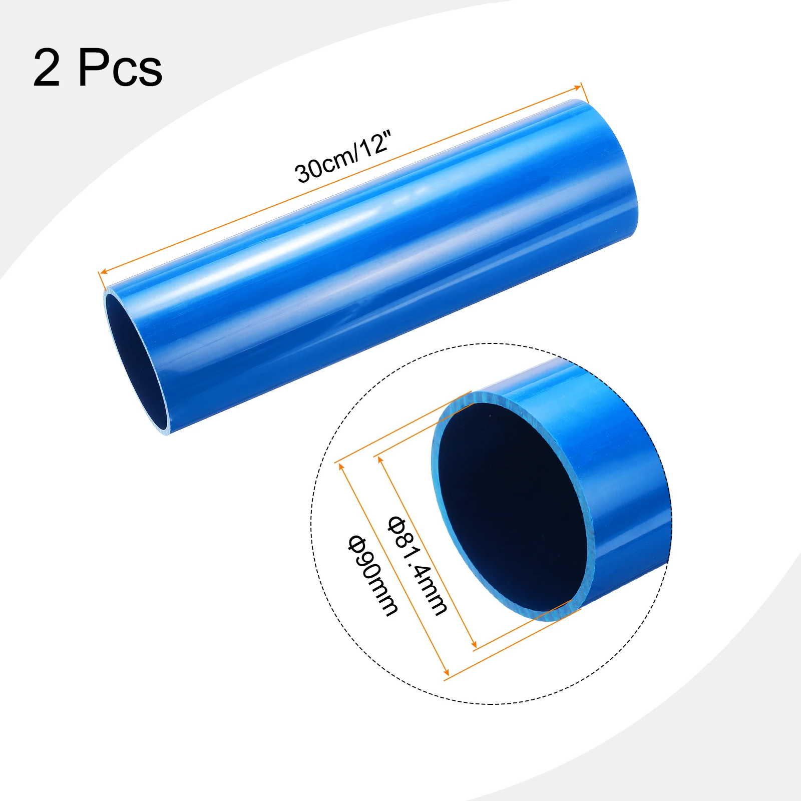 2Pcs 0.23m/0.3m 파란색 PVC 엄밀한 튜브 67.8mm/81.4mm ID 라운드 파이프 물 파이프, 수족관 물고기 탱크 온실 정원