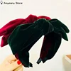 New Helisopus Vintage Thick Knot Headbands For Women Velvet Retro Big Bow Hairband Women Fashion Hair Accessories