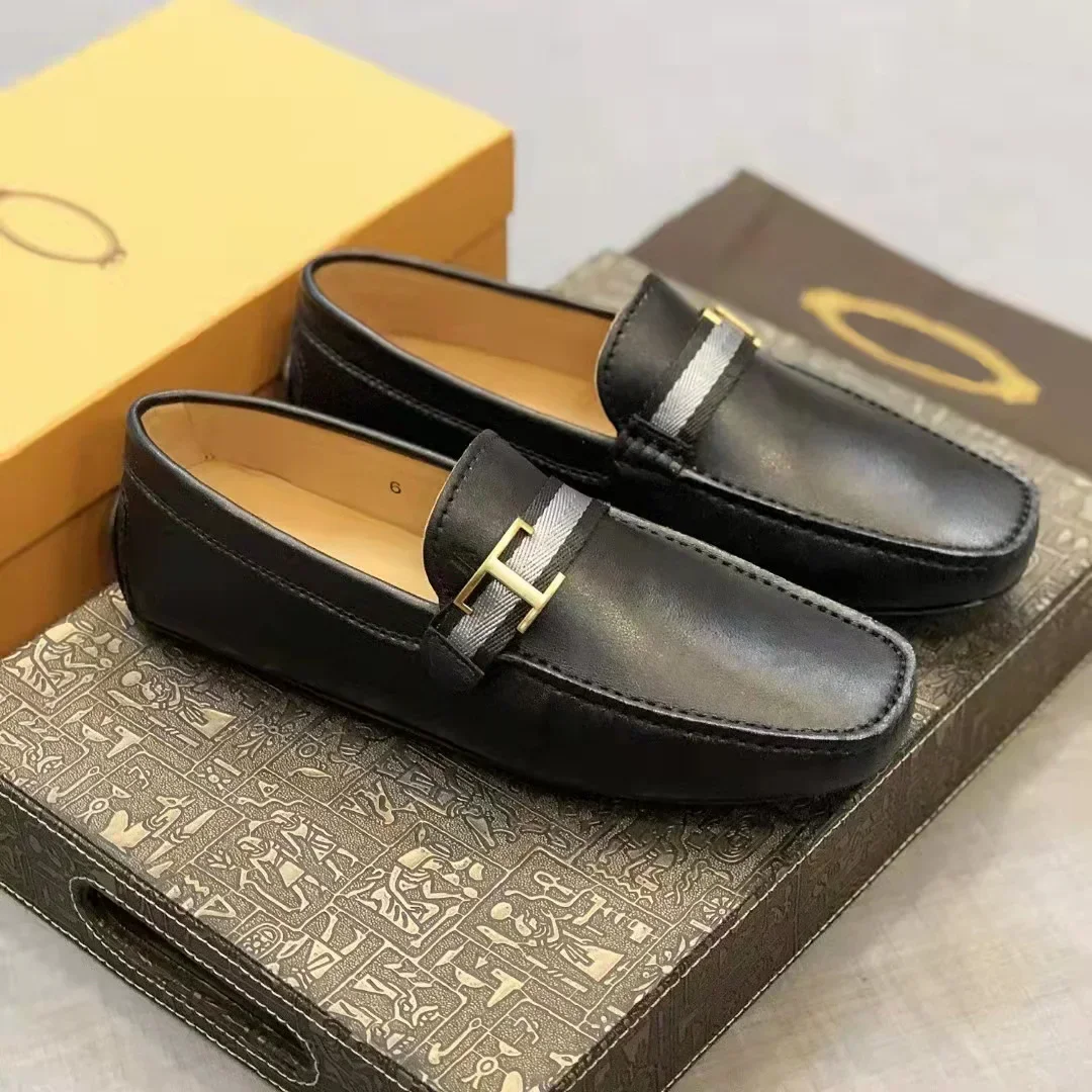 European and American style spring, autumn, and summer new bean shoes for men's leather flat bottomed business and leisure shoes