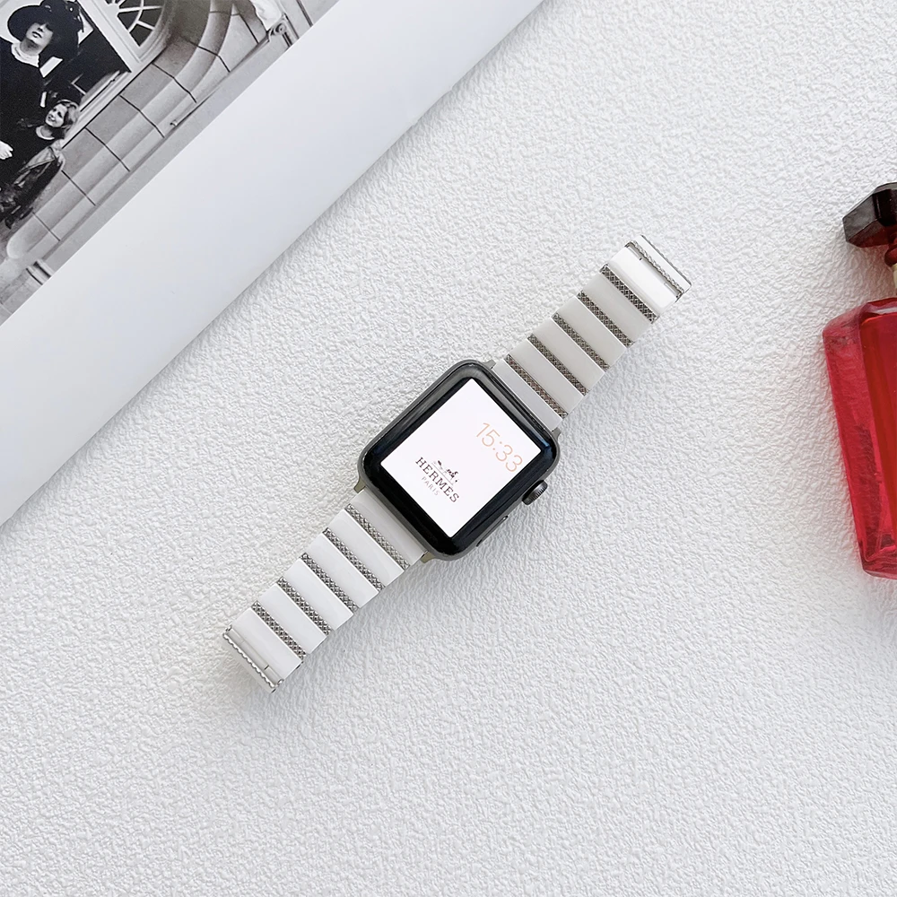 Metal Band for Apple Watch Ceramic Strap 45mm 41mm 49mm 44 40mm 42 38mm Belt Bracelet Wristband for iWatch Series Ultra 876543SE