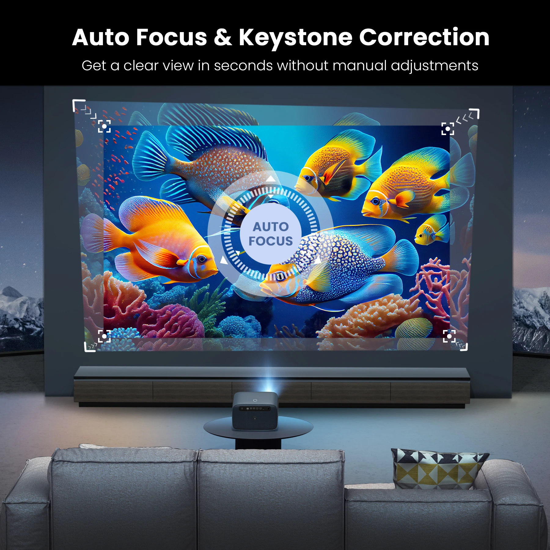 FANGOR Netflix-Officially-Licensed 4K Projector Auto Focus Keystone 1080P 2+16G JBL Sound Smart Projectors Home Outdoor Beamer