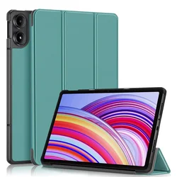 Premium Leather Painted Folding Hard Cover for Poco Pad (12.1 inch) (Dark green)