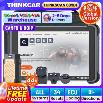 THINKCAR THINKSCAN 689BT Professional Car Diagnostic Tool CANFD DOIP Bi-directional ECU Coding 34 Reset Full System Obd2 Scanner 1