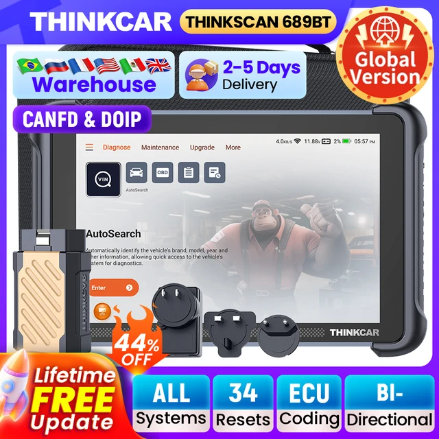 THINKCAR THINKSCAN 689BT Professional Car Diagnostic Tool CANFD DOIP Bi-directional ECU Coding 34 Reset Full System Obd2 Scanner 1