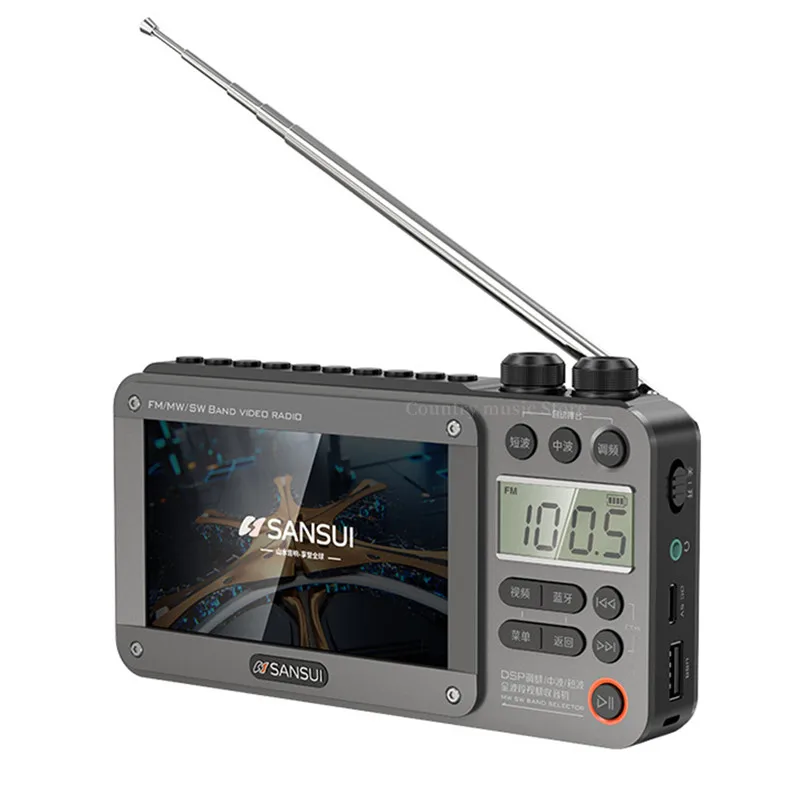 SansuiF50RetroVideoRadioWirelessBluetoothSpeakerPortableStereoSubwooferMiniPlugin