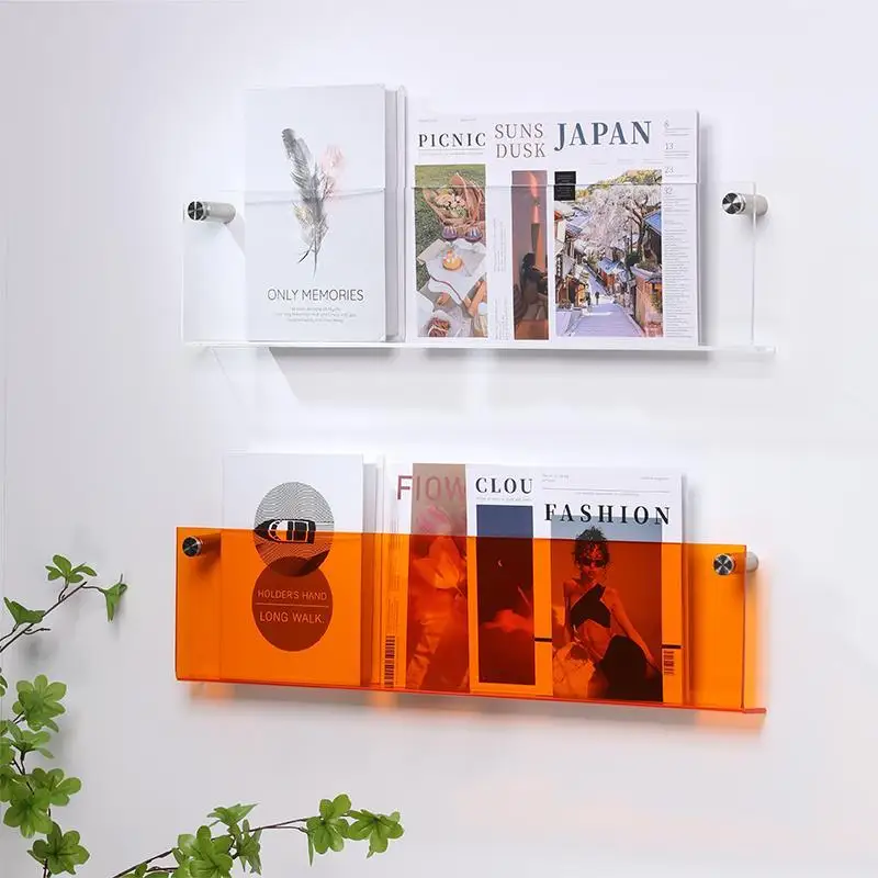 Hrokz Portariviste da Parete Trasparente, 40/60/80/100cm Pora Riviste in Plastica, Porata Giornali in Plexiglass per Ingresso, Bagno, Soggiorno, Ufficio, Sala D'attesa