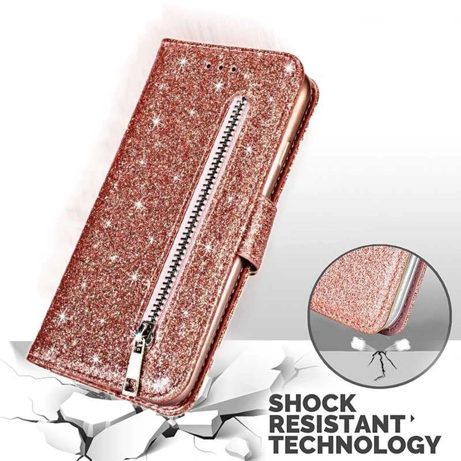 Glamorous Glitter Leather Wallet Flip Case Cover