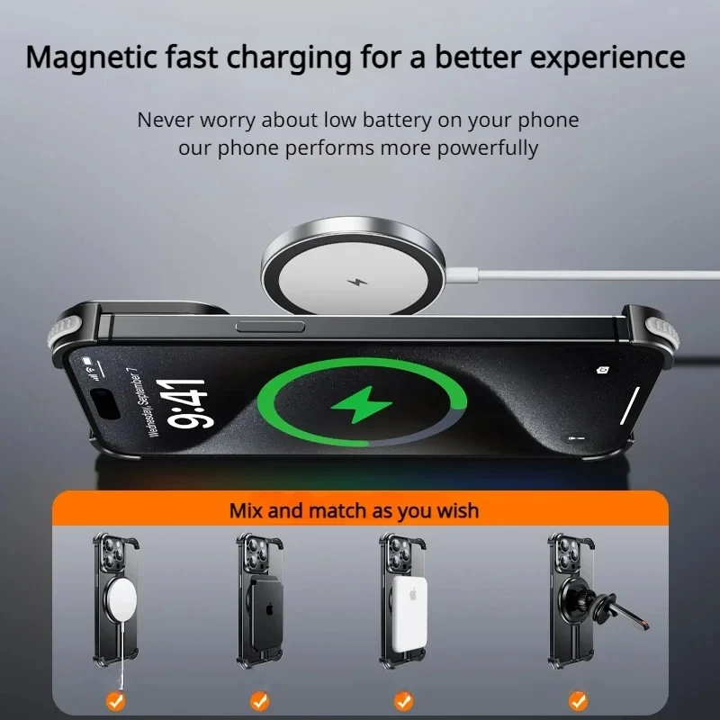 Rotating Bracket Magnetic Phone Case For iPhone 15 13 14 12 Pro Max 15 14 Plus Bumper Magsafe Wireless Charging Cellphone Covers
