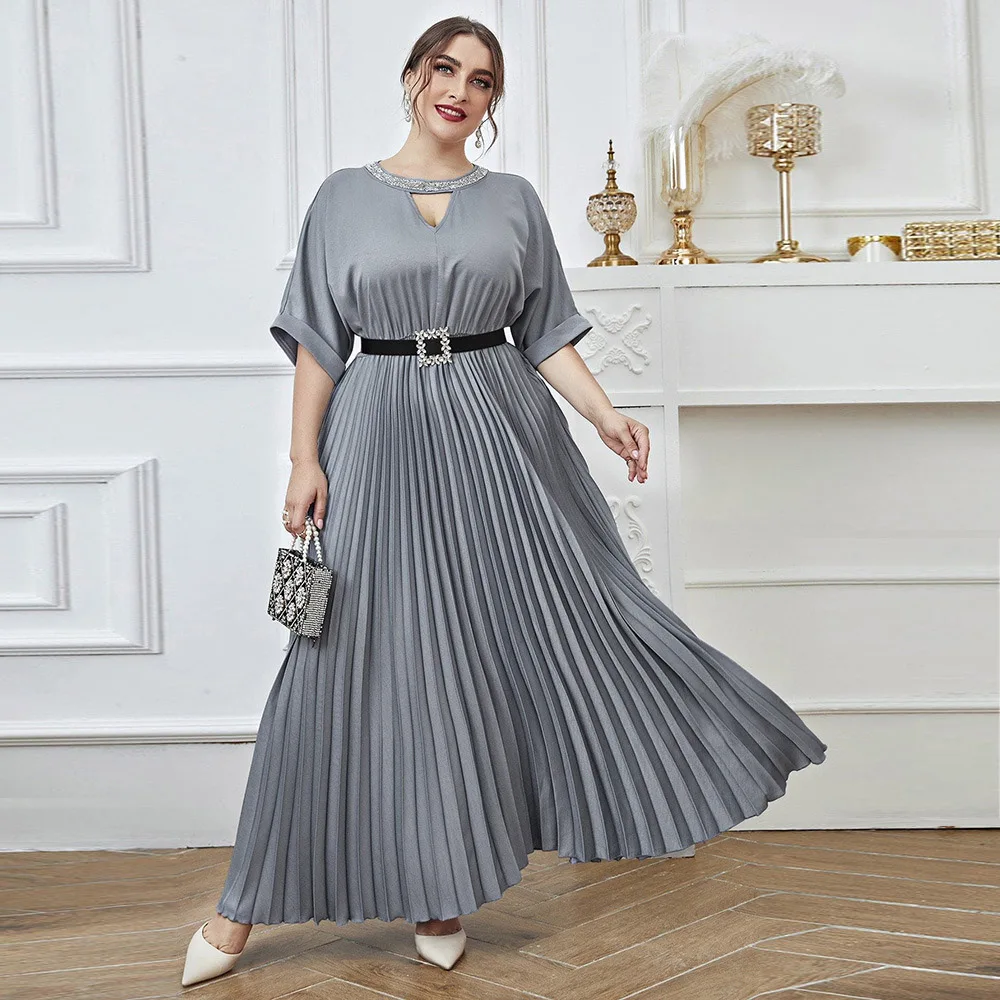 

Grey Summer Plus Size Long Dresses for Women Maxi Evening Dress Party Skirts Vestidos Longos Talla Grande Robe Femme élégante