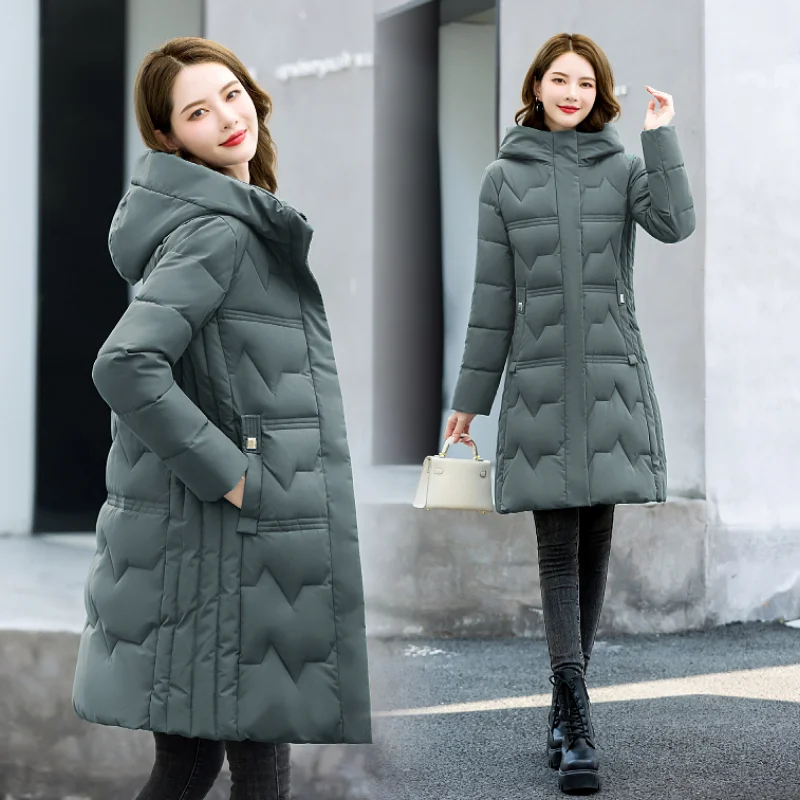 

2022 Long Winter Coat Women Female Hooded Fashion Parkas Thick Warm Padded Clothing Female Jackets