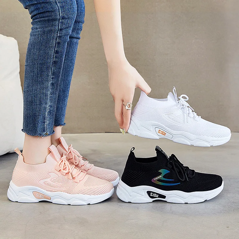 2024 new female casual running shoes fashionable running shoes mesh breathable platform sports shoes driving work