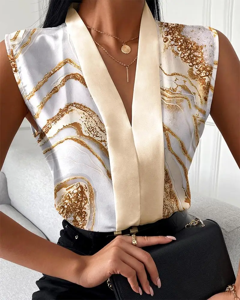 Chemise,Chemisier ?� rayures style boh?�me pour femme,chemise d?�contract?�e,d?�collet?� en v profond 