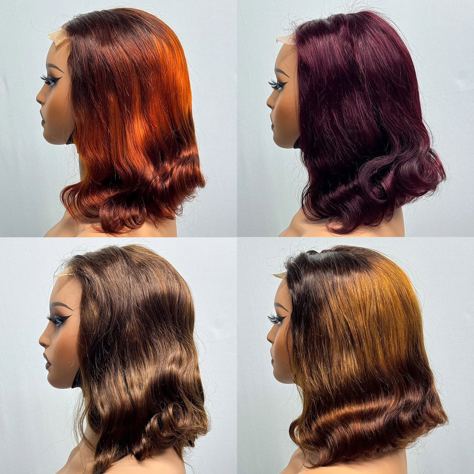 230% Density Body Wave Big Wavy Curly Human Hair Wig 12 Inches 12A Hair 4x4 Transparent Lace Front Human Hair Wig Full End