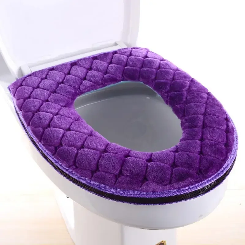 1pc 가을, 겨울 긴 플러시 변기 쿠션 가정용 두꺼운 변기 쿠션 빨 수있는 변기 쿠션 가스켓