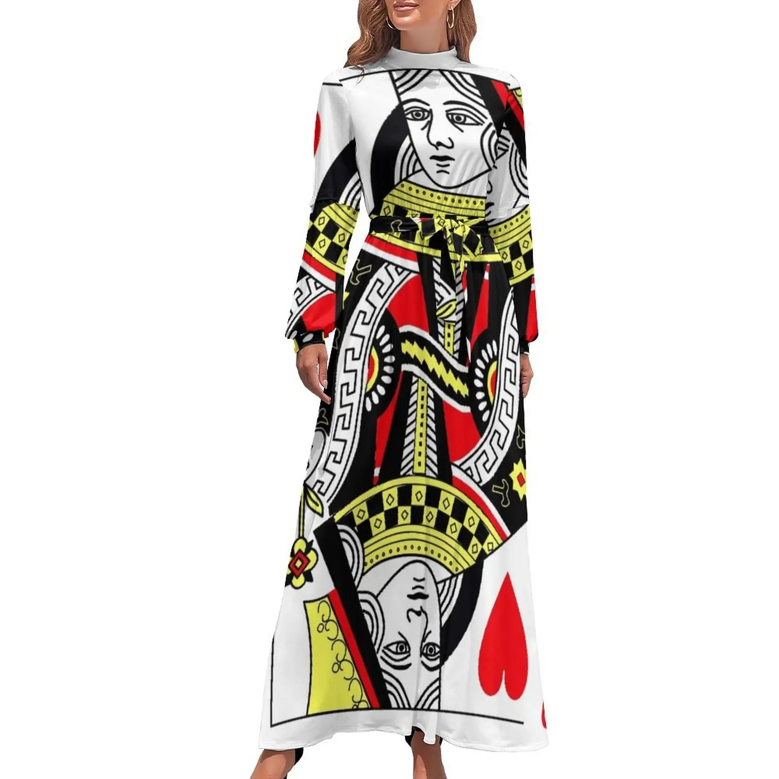 thumbnail image 1 of Baraja clásica de cartas de corazones Casino Poker Q Hearts Vestido largo Vestido largo de mujer Vestido para embarazadas, 1 of 5
