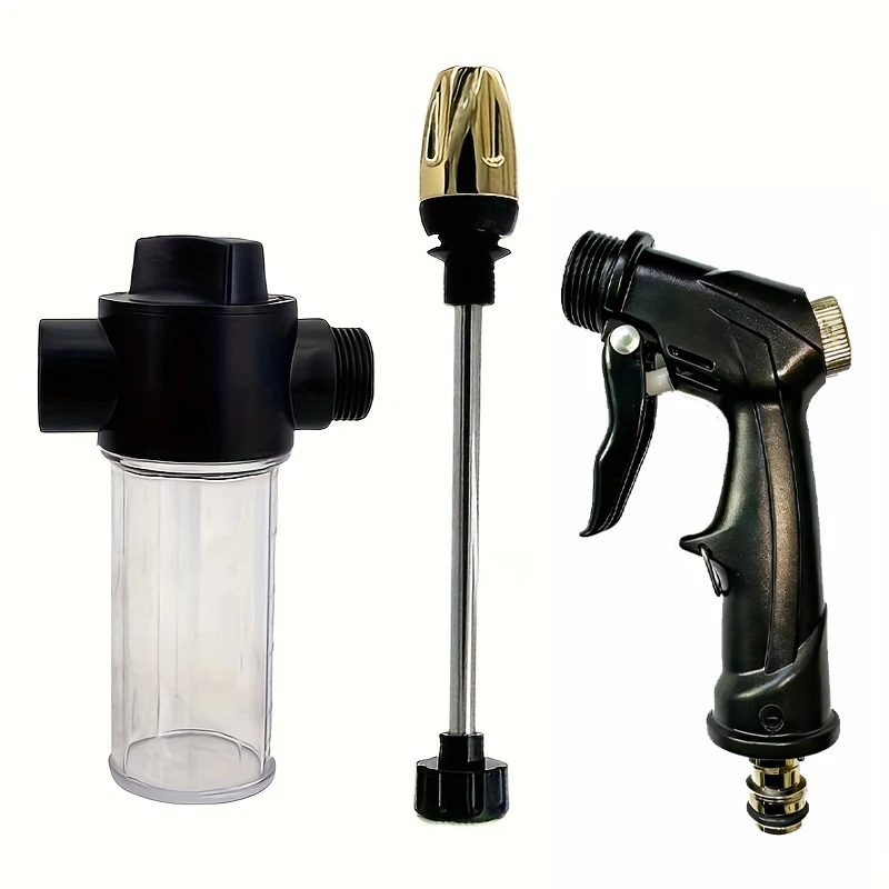 고압 세차 워터건 가정용 세차 도구 금속 연장봉 고무 코팅 핸드 가든 관개 노즐