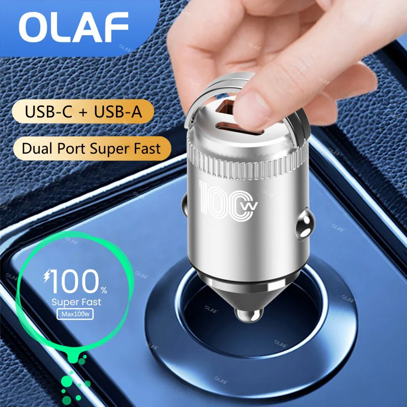 

Mini 100W USB Car Charger Type C QC3.0 PD30W usb c phone charger in the car Fast Charging Adapter For Cell Phones Tablets