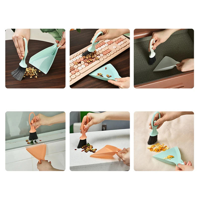 Mini Broom Dustpan Set Desktop Clean Brushes Table Keyboard Drawer Corner Clean Tool Household Cleaning Tools Small Gap Brush 2