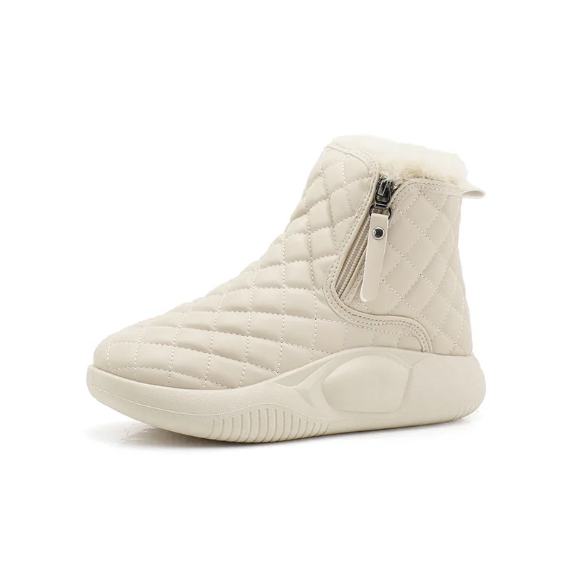 2023 High Quality Shoes for Women Mid-Calf Warm Women's Boots Solid Color Round Toe Warm Water Proof Zipper Zapatillas De Mujer