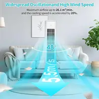 Ventilateur tour haut 97cm ventilateur sur pied télécommandé 5.5 M/s fonction d'arôme avec eau de refroidissement, 3 vitesses 12 minuteries 48 °   Oscillation 5