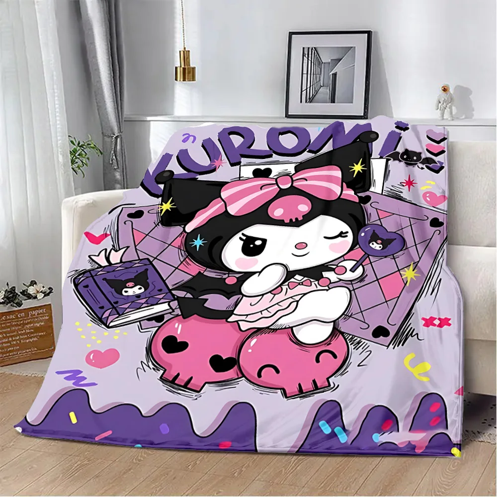 Printed Blanket Picnic Blankets Warm Sanrio Kuromi Blanket Soft and Comfortable Blanket Home Travel Birthday Gift 2