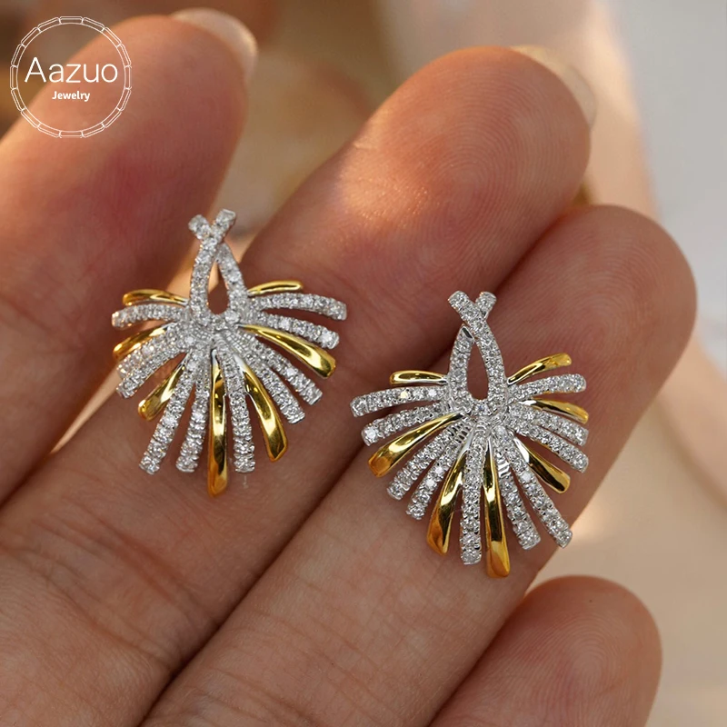 

Aazuo Fashion Jewelry 18K Yellow Gold Natrual Real Diamonds 0.52 Fairy Stud Earring For Woman Upscale Trendy Wedding Engagement