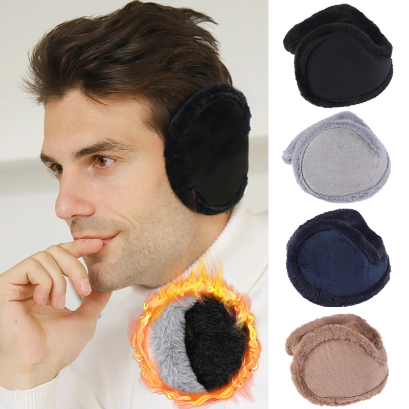 Thermal Soft Plush Earmuffs Man Winter Thicken Ear Warmer Outdoor Sports Windproof Coldproof Ear Cover 1pc
