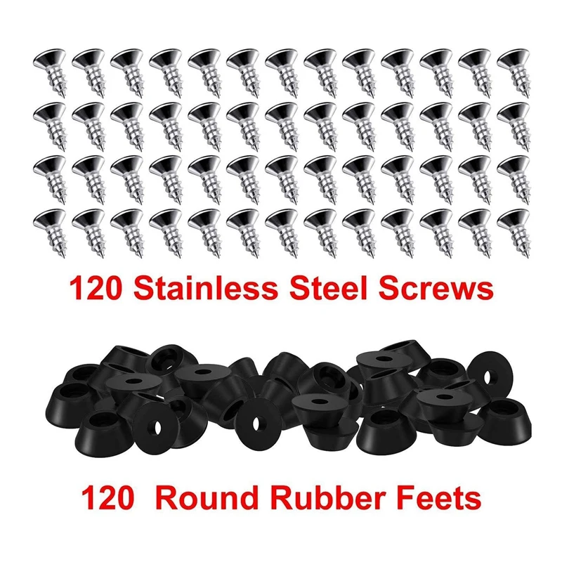 240 Pcs Soft Cutting Board Rubber Feet With Stainless Steel Screws 0.28 X 0.59 For Furniture, Electronics And Appliances