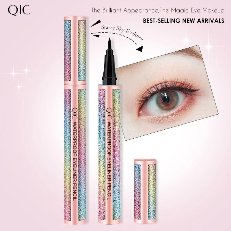 

QIC Waterproof Starry Sky Eyeliner Pencil 36H Long-lasting Liquid Black Eye Liner Pen Smooth Eyes Makeup Tools