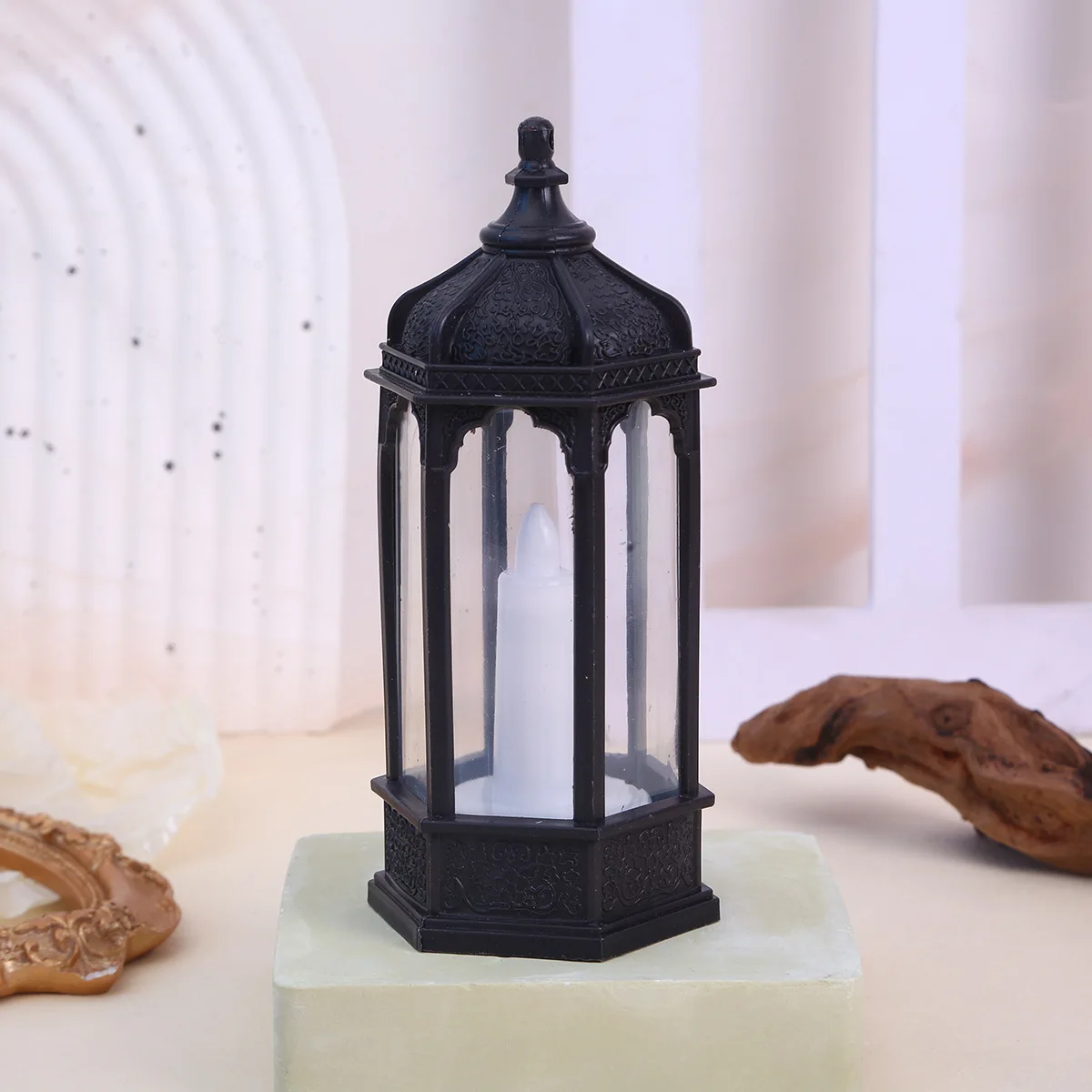 Christmas Simulation Candle Desktop Ornament Portable Night Light Decoration Wind Lamp Candle Scene Layout Photo Shoot