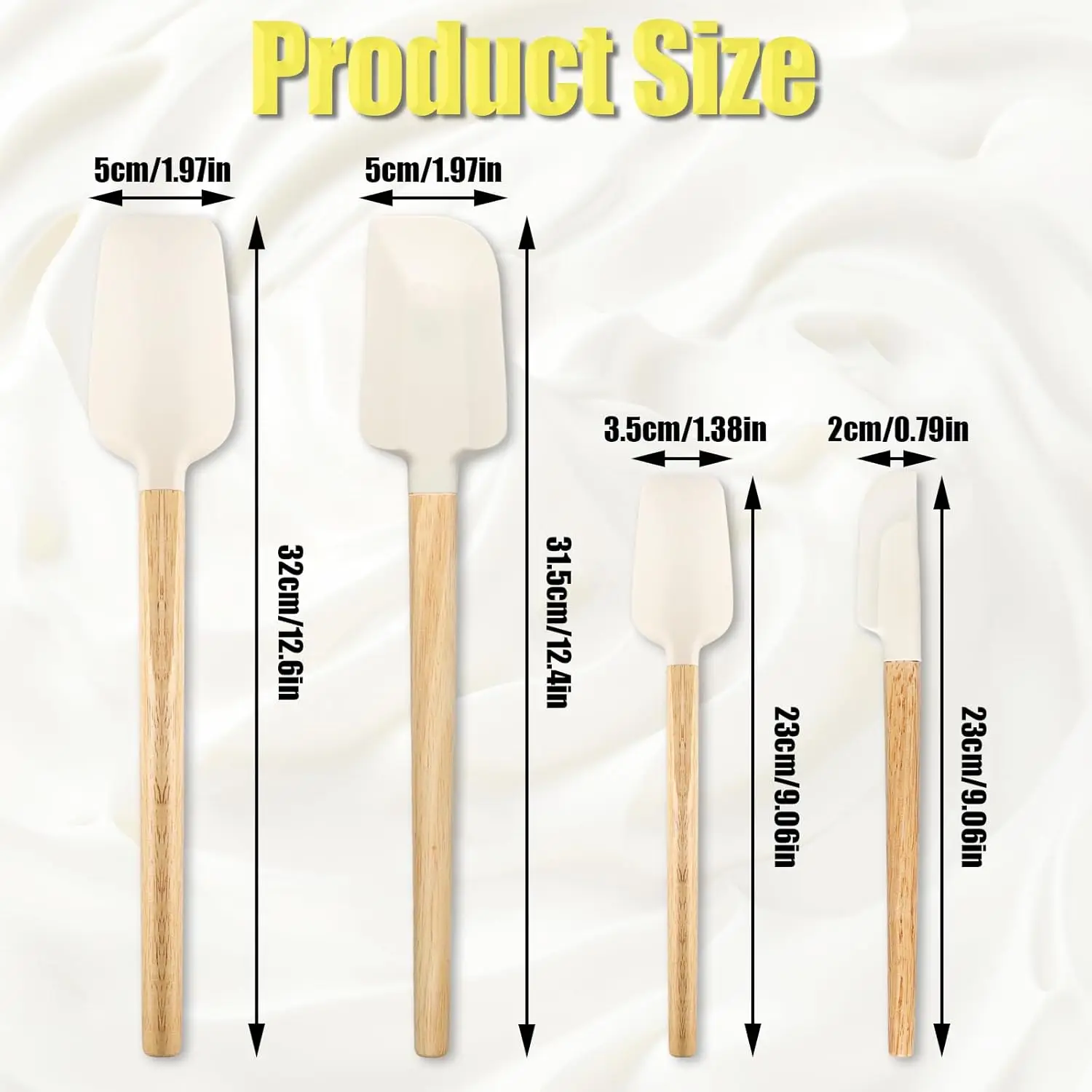 Premium Silicone Scraper Spatula Set with Wood Handles – Heat Resistant, Non-Stick Cooking & Baking Utensils