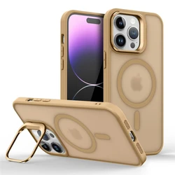 Magnetic Metal Lens Stand Holder Case with Magsafe and Matte Skin - iPhone 12 Mini (Sand)