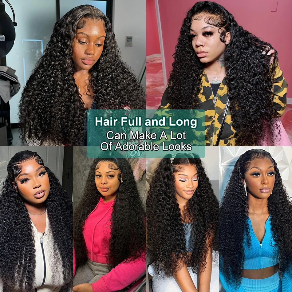 250 high density human hair wigs 30 40 inch black hd lace frontal wig pre plucked front 13x6 13x4 kinky curly deep water wave 6