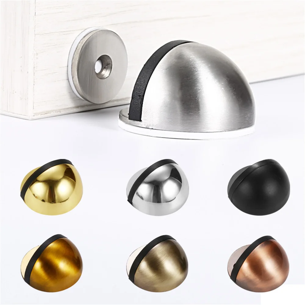 Stainless Steel Rubber Magnetic Door Stopper Non Punching Sticker Hidden Door Holders Floor Mounted Nail-free Stops door stopper magnetic door stopper