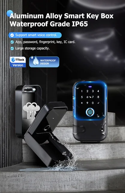 Smart Key Lock Box Con App E Impronte - Cassetta Portachiavi Esterna IP66 Grigio - Foto 9